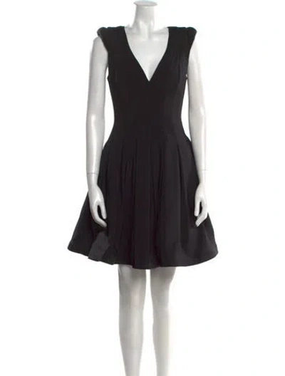 Pre-owned Halston Heritage V-neck Mini Dress In Black