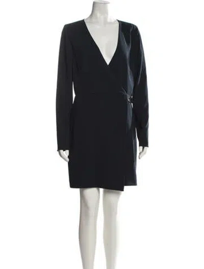 Pre-owned Halston Heritage V-neck Mini Dress In Black