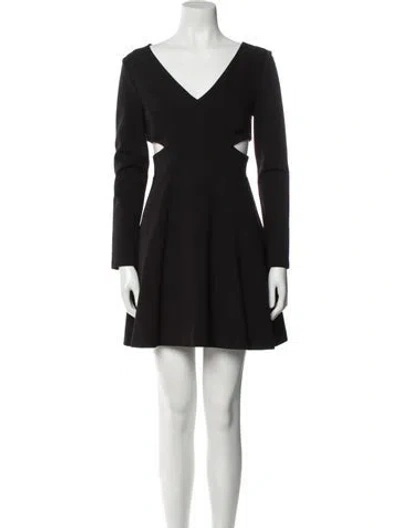 Pre-owned Halston Heritage V-neck Mini Dress In Black
