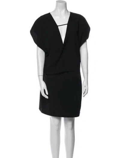 Pre-owned Halston Heritage V-neck Mini Dress In Black