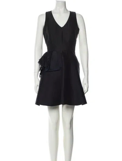 Pre-owned Halston Heritage V-neck Mini Dress In Black