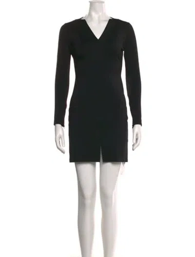 Pre-owned Halston Heritage V-neck Mini Dress In Black
