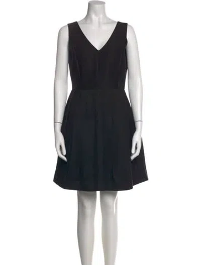 Pre-owned Halston Heritage V-neck Mini Dress In Black