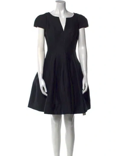 Pre-owned Halston Heritage V-neck Mini Dress In Black