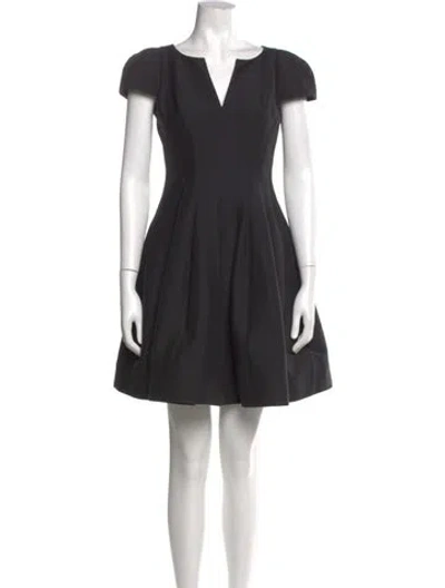Pre-owned Halston Heritage V-neck Mini Dress In Black