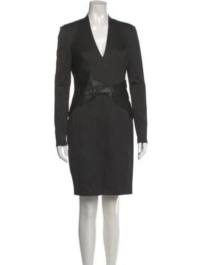 Pre-owned Halston Heritage V-neck Mini Dress In Black