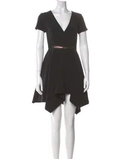 Pre-owned Halston Heritage V-neck Mini Dress In Black