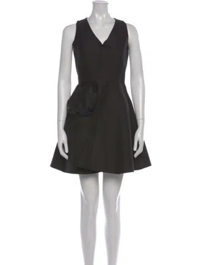 Pre-owned Halston Heritage V-neck Mini Dress In Black