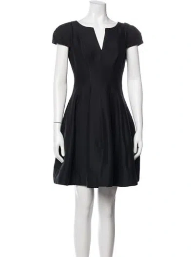 Pre-owned Halston Heritage V-neck Mini Dress In Black