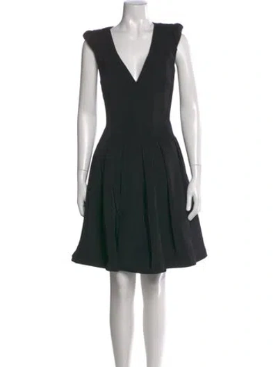 Pre-owned Halston Heritage V-neck Mini Dress In Black