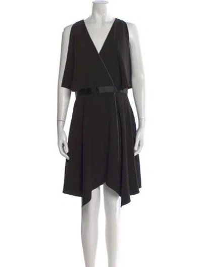 Pre-owned Halston Heritage V-neck Mini Dress In Black