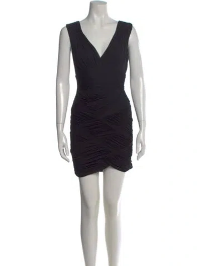 Pre-owned Halston Heritage V-neck Mini Dress In Black