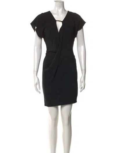 Pre-owned Halston Heritage V-neck Mini Dress In Black