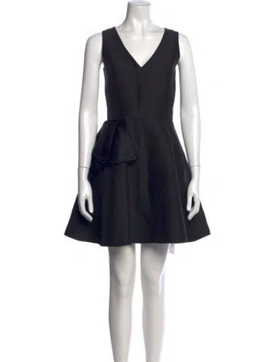 Pre-owned Halston Heritage V-neck Mini Dress In Black