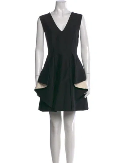 Pre-owned Halston Heritage V-neck Mini Dress In Black