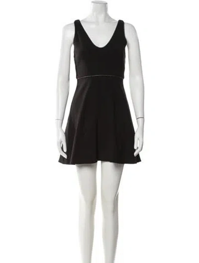 Pre-owned Halston Heritage V-neck Mini Dress In Black