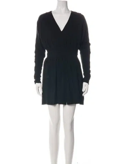Pre-owned Halston Heritage V-neck Mini Dress In Black