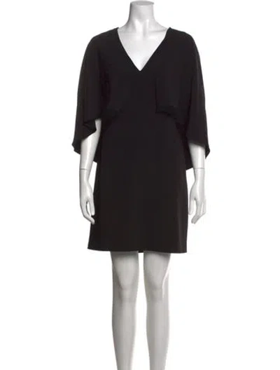 Pre-owned Halston Heritage V-neck Mini Dress In Black