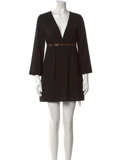 Pre-owned Halston Heritage V-neck Mini Dress In Black