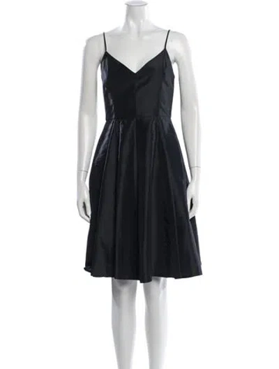 Pre-owned Halston Heritage V-neck Mini Dress In Black