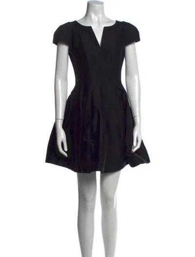 Pre-owned Halston Heritage V-neck Mini Dress In Black