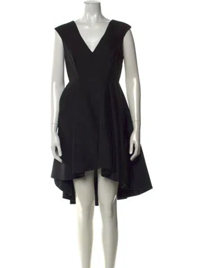 Pre-owned Halston Heritage V-neck Mini Dress In Black