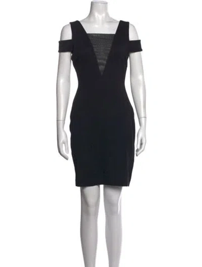 Pre-owned Halston Heritage V-neck Mini Dress In Black