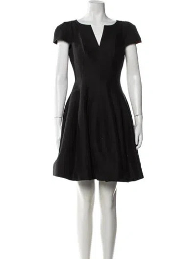 Pre-owned Halston Heritage V-neck Mini Dress In Black