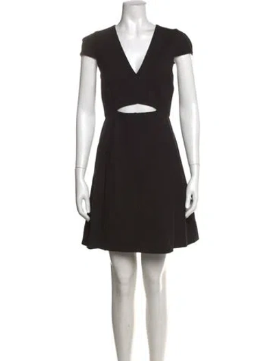 Pre-owned Halston Heritage V-neck Mini Dress In Black