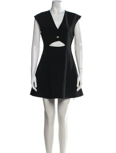 Pre-owned Halston Heritage V-neck Mini Dress In Black