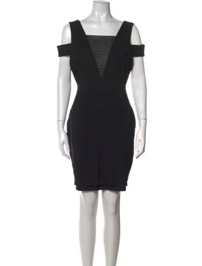 Pre-owned Halston Heritage V-neck Mini Dress In Black