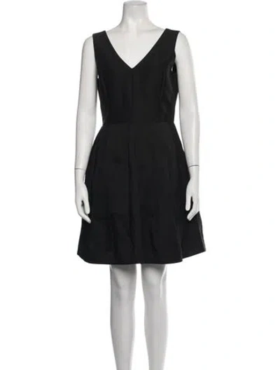 Pre-owned Halston Heritage V-neck Mini Dress In Black