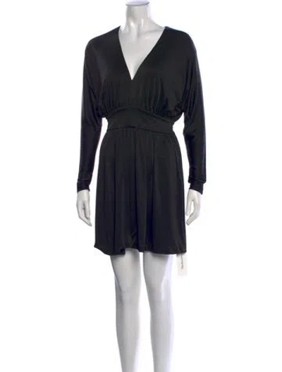 Pre-owned Halston Heritage V-neck Mini Dress In Black