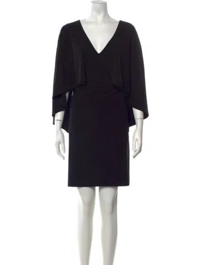 Pre-owned Halston Heritage V-neck Mini Dress In Black