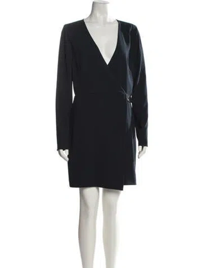 Pre-owned Halston Heritage V-neck Mini Dress In Black