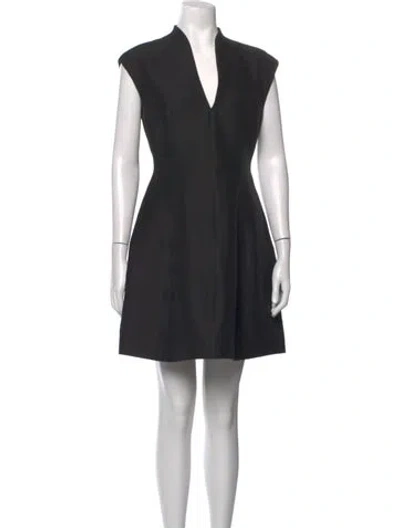 Pre-owned Halston Heritage V-neck Mini Dress In Black
