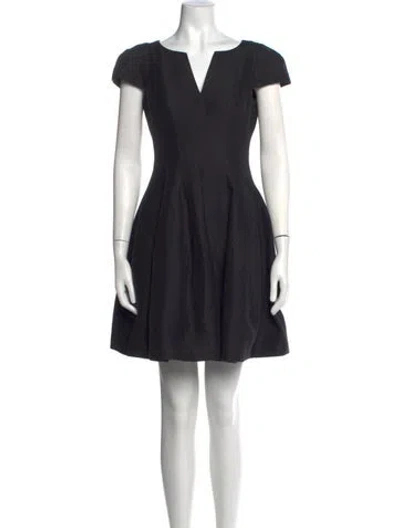 Pre-owned Halston Heritage V-neck Mini Dress In Black