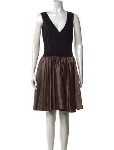 Pre-owned Halston Heritage V-neck Mini Dress In Black/metallic