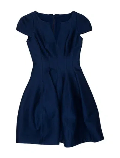 Pre-owned Halston Heritage V-neck Mini Dress In Blue