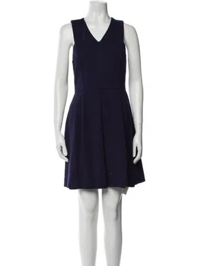Pre-owned Halston Heritage V-neck Mini Dress In Blue