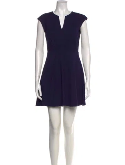 Pre-owned Halston Heritage V-neck Mini Dress In Blue