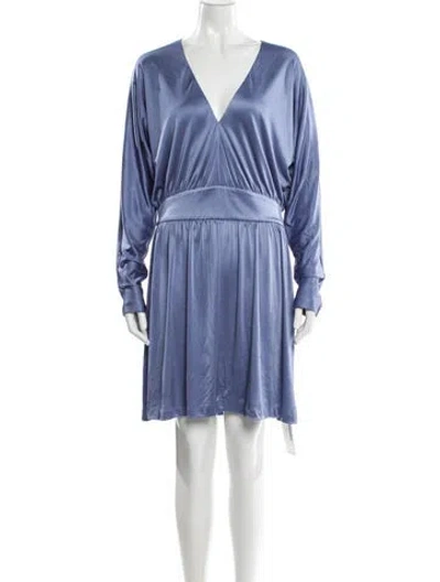 Pre-owned Halston Heritage V-neck Mini Dress In Blue