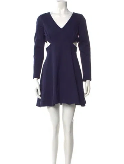 Pre-owned Halston Heritage V-neck Mini Dress In Blue