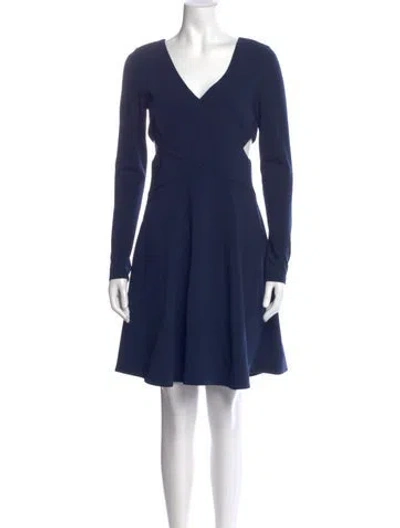 Pre-owned Halston Heritage V-neck Mini Dress In Blue
