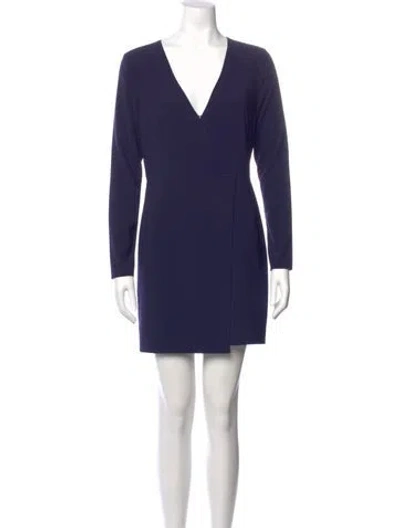 Pre-owned Halston Heritage V-neck Mini Dress In Blue