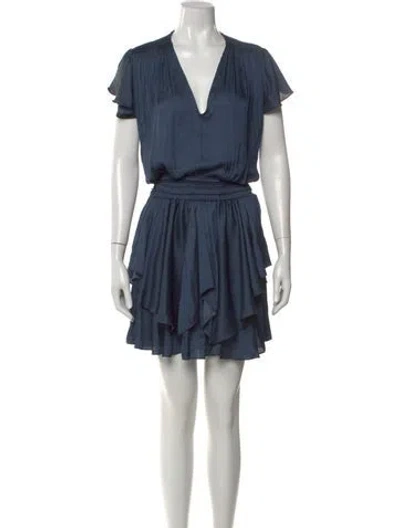 Pre-owned Halston Heritage V-neck Mini Dress In Blue
