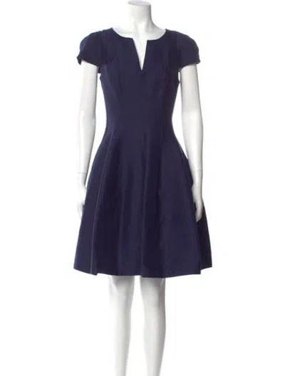Pre-owned Halston Heritage V-neck Mini Dress In Blue