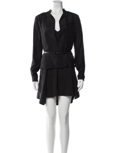 Pre-owned Halston Heritage V-neck Mini Dress In Blue