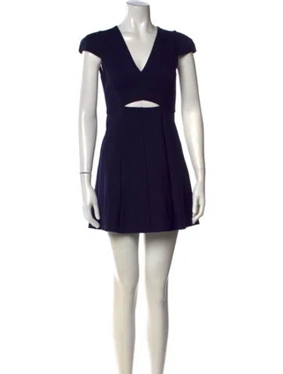 Pre-owned Halston Heritage V-neck Mini Dress In Blue