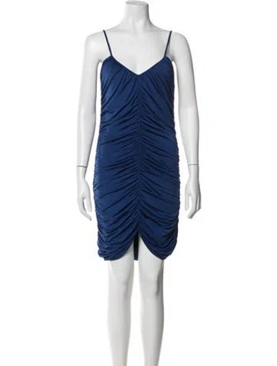 Pre-owned Halston Heritage V-neck Mini Dress In Blue